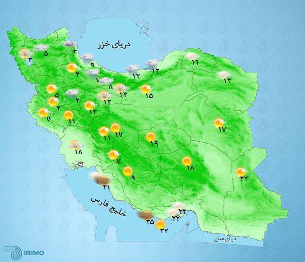 وضعیت هوای مازندران تا آخر هفته + دمای شهرهای کشور